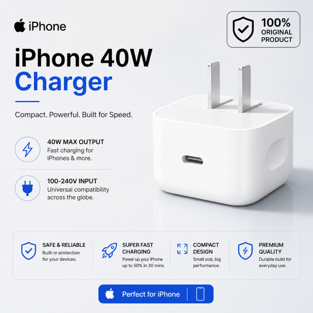 Apple 40W Dynamic Power Adapter with 60W Max